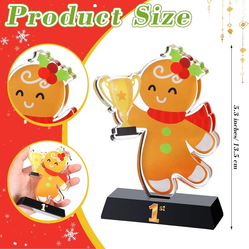 Trnayi 3 Pcs Christmas Contest Trophy Set Acrylic 1st 2nd 3rd 5.9'' Funny Trophies Gingerbread House Man Cookie Santa Snowman Decorating Kit Party Award for Xmas - Image 2